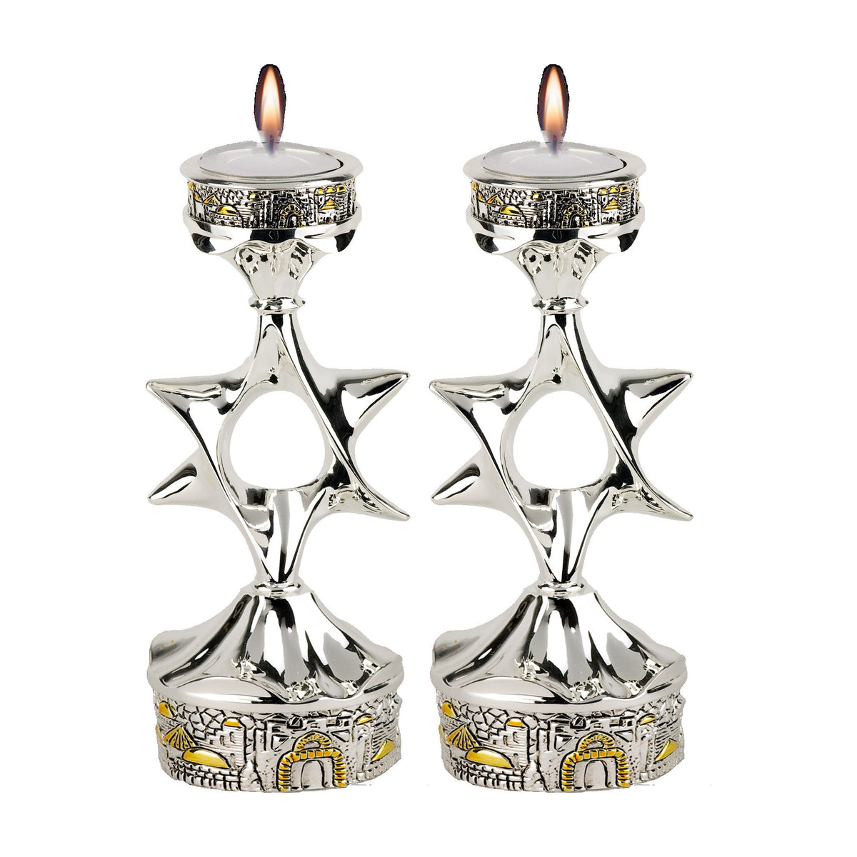 Magen David Shabbat Candlesticks