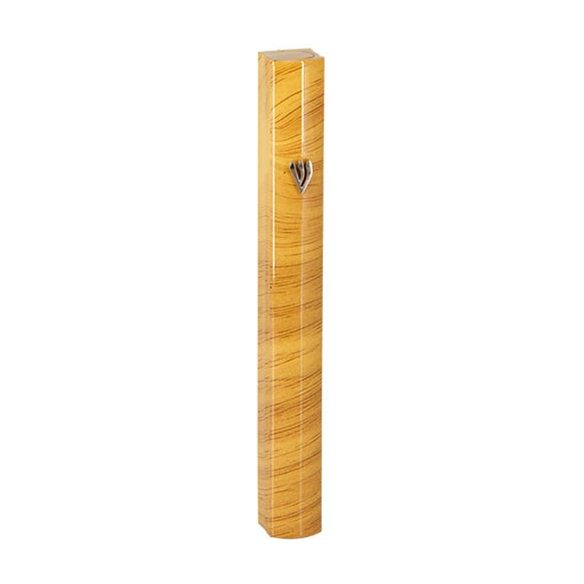 Wood design Aluminum Mezuzah, 10cm