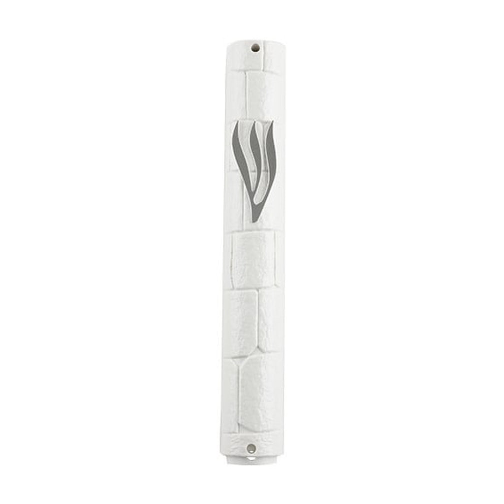 Mezuzah Case, White Plastic, 12cm