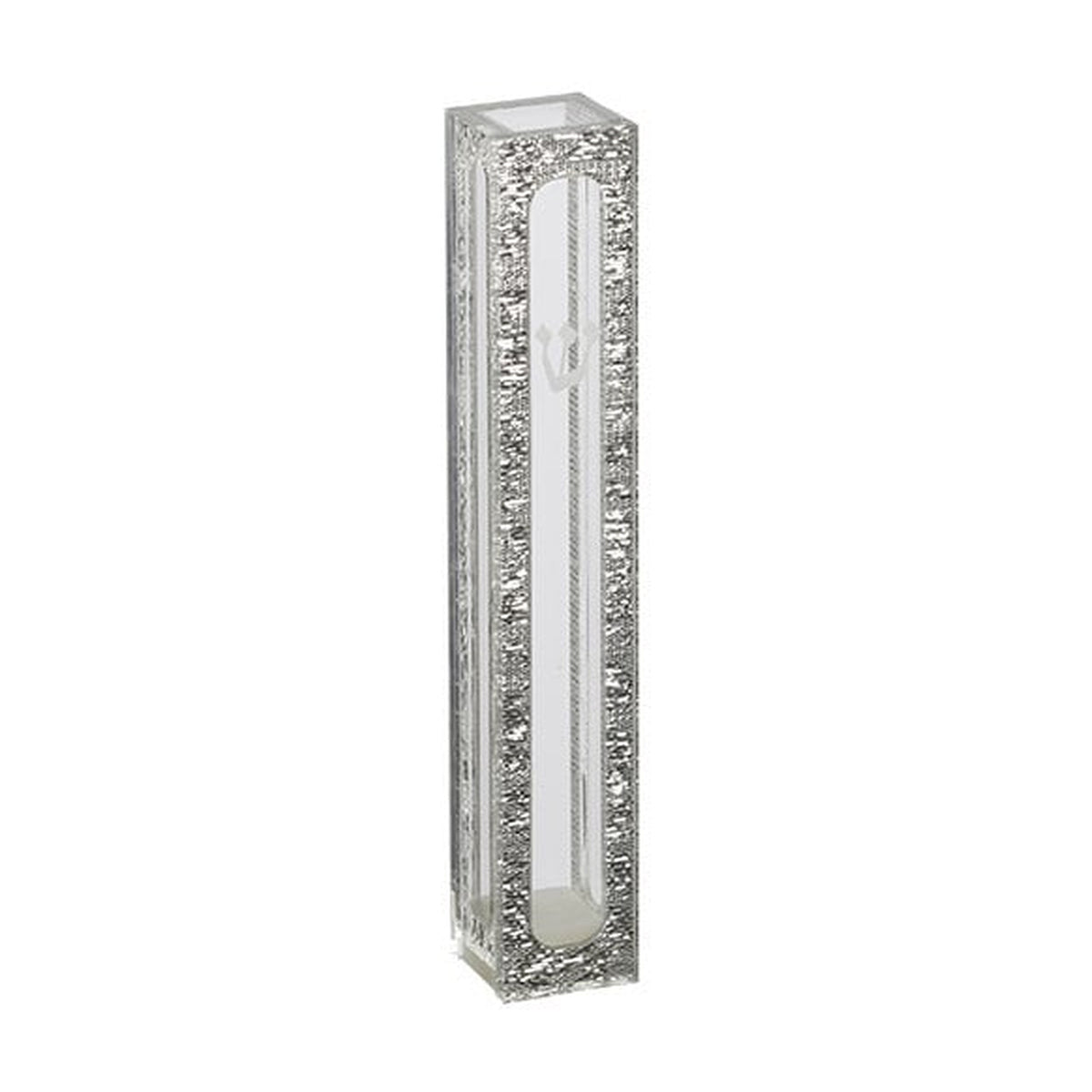 Mezuzah Case, Clear Plastic with Silver Effect Trim, 7cm