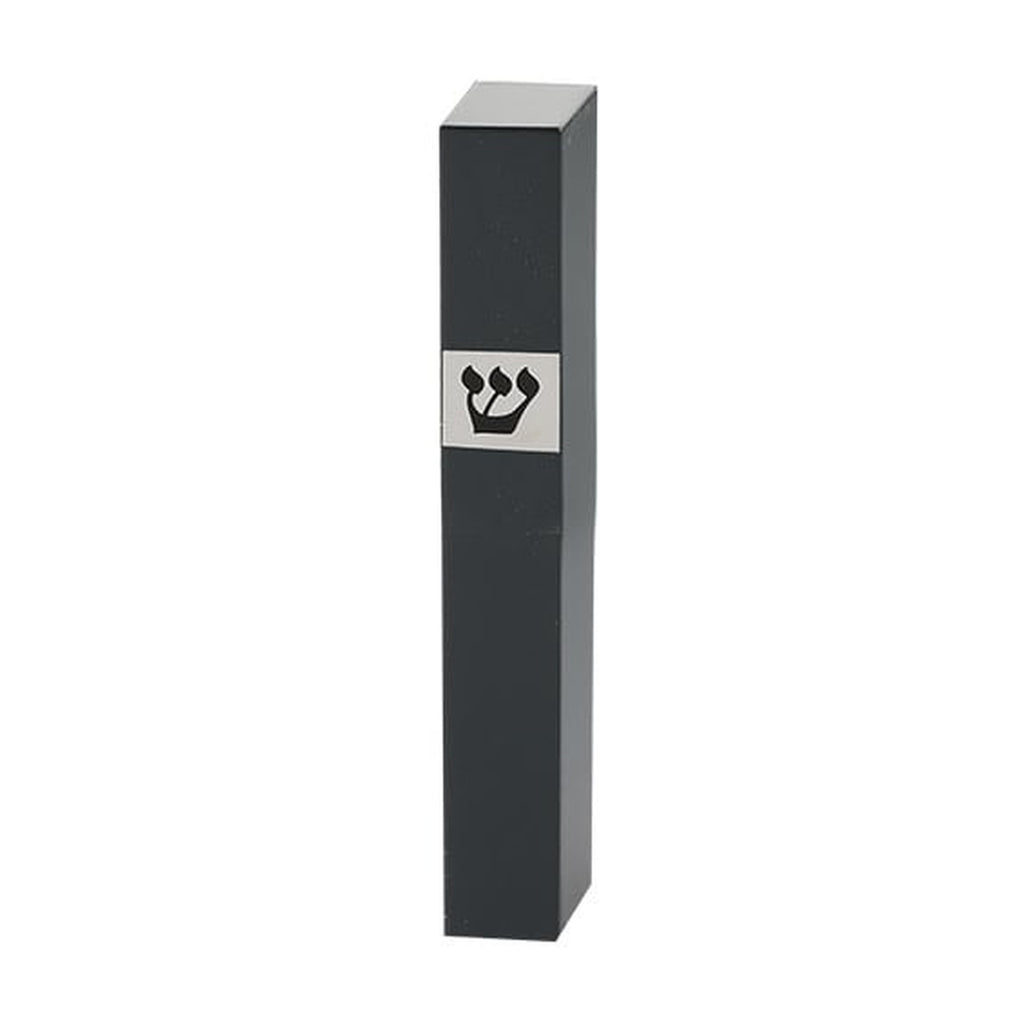 Wooden Black Mezuzah with shin cutout, 12cm