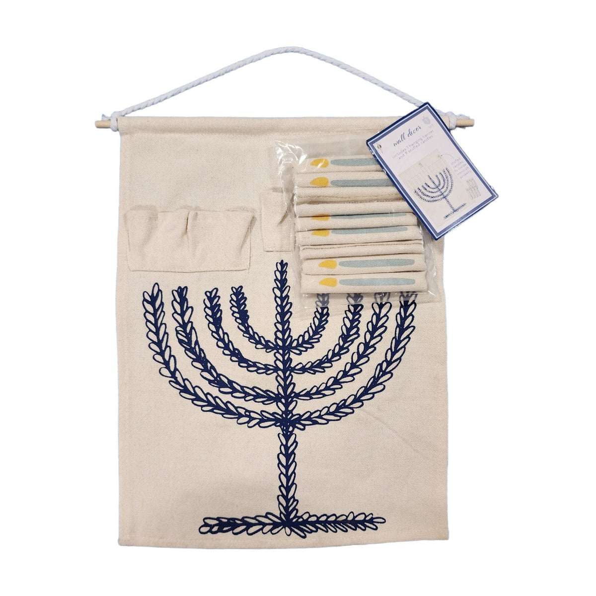 Menorah Hanging Banner with Removable Candles