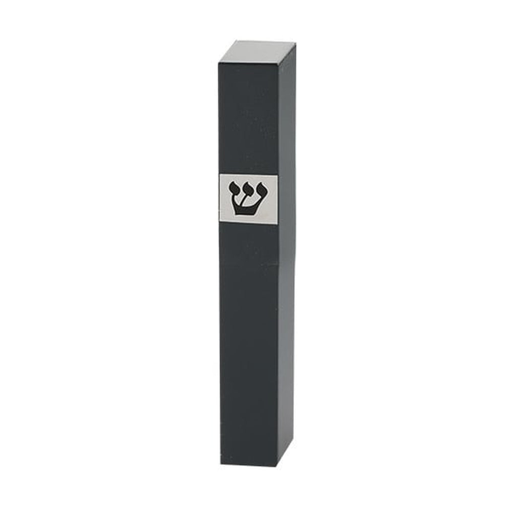 Wooden Black Mezuzah with shin cutout, 12cm