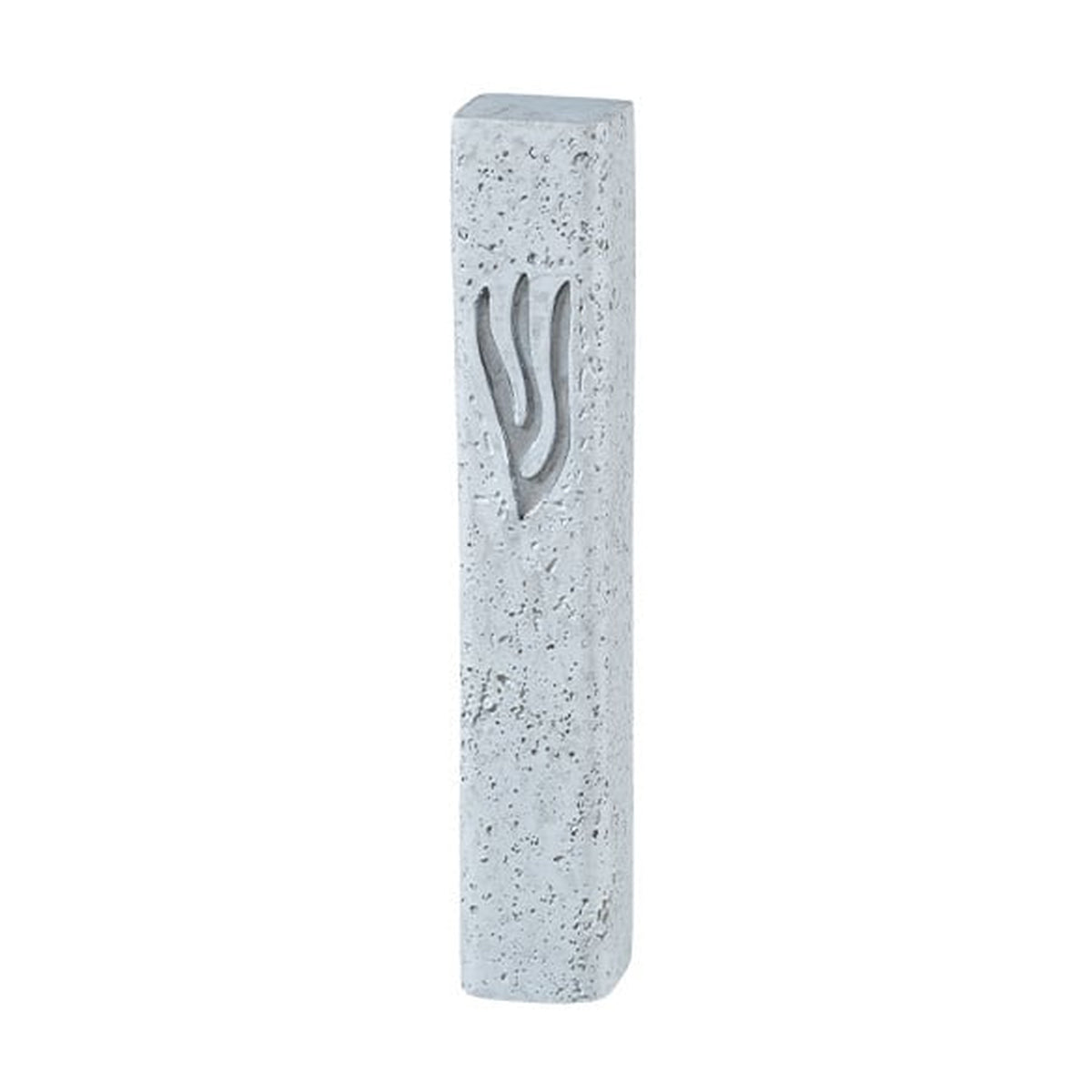 Concrete Effect Mezuzah, White with Marbling, 12cm