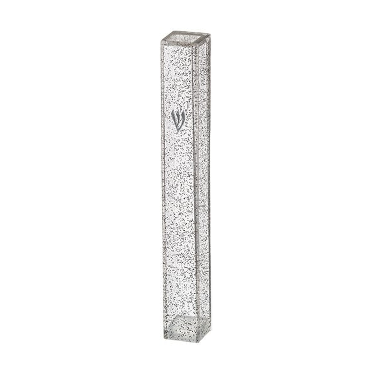 Acrylic Mezuzah with Grey Glitter, 10cm