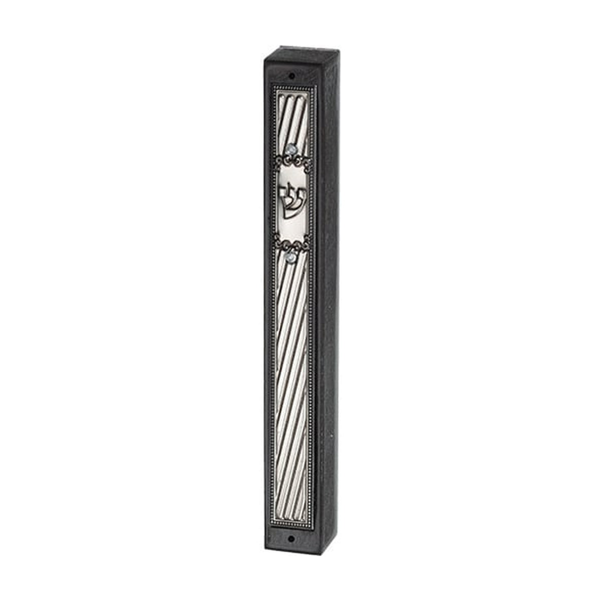Mezuzah, Wood with Metallic Plaque, 12cm