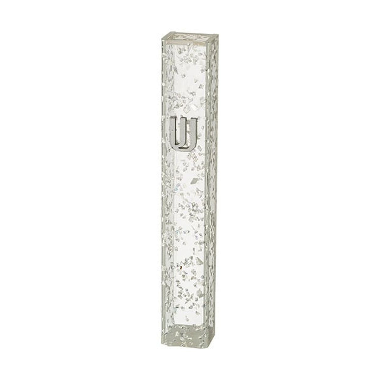 Acrylic Mezuzah - Glitter White, 12 cm