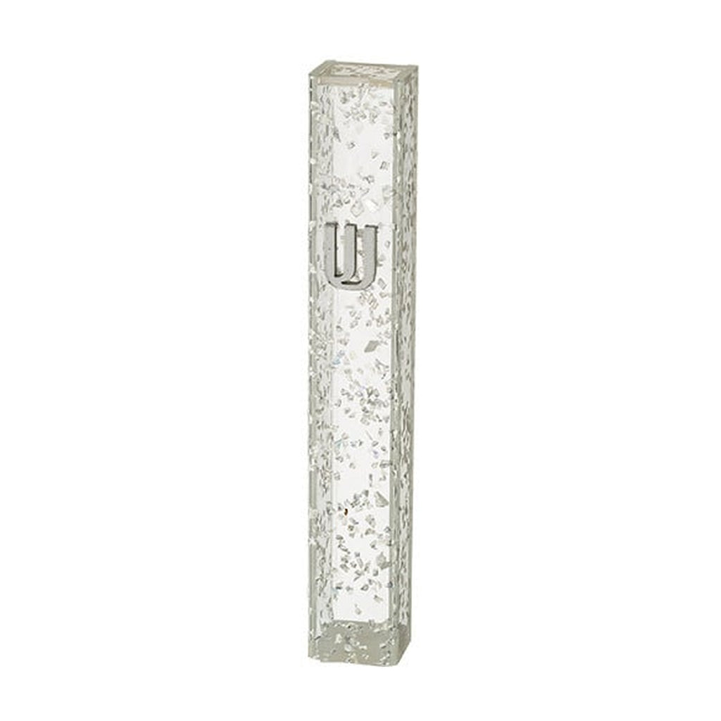 Acrylic Mezuzah - Glitter White, 12 cm