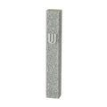 Glitter White Lucite Mezuzah Case with Silver Shin 12 cm
