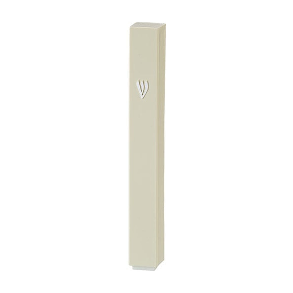 Plastic Mezuzah Beige with Rubber Cork 10 cm
