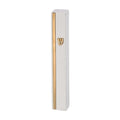 White & Gold Concrete Mezuzah Case - Stone-Like Polymer Finish 12 cm
