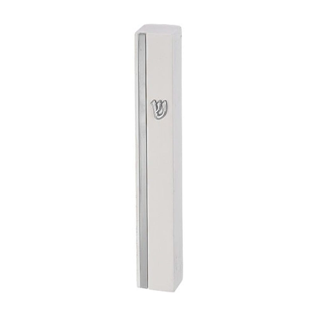 White & Silver Concrete Mezuzah Case - Stone-Like Polymer Finish 12 cm