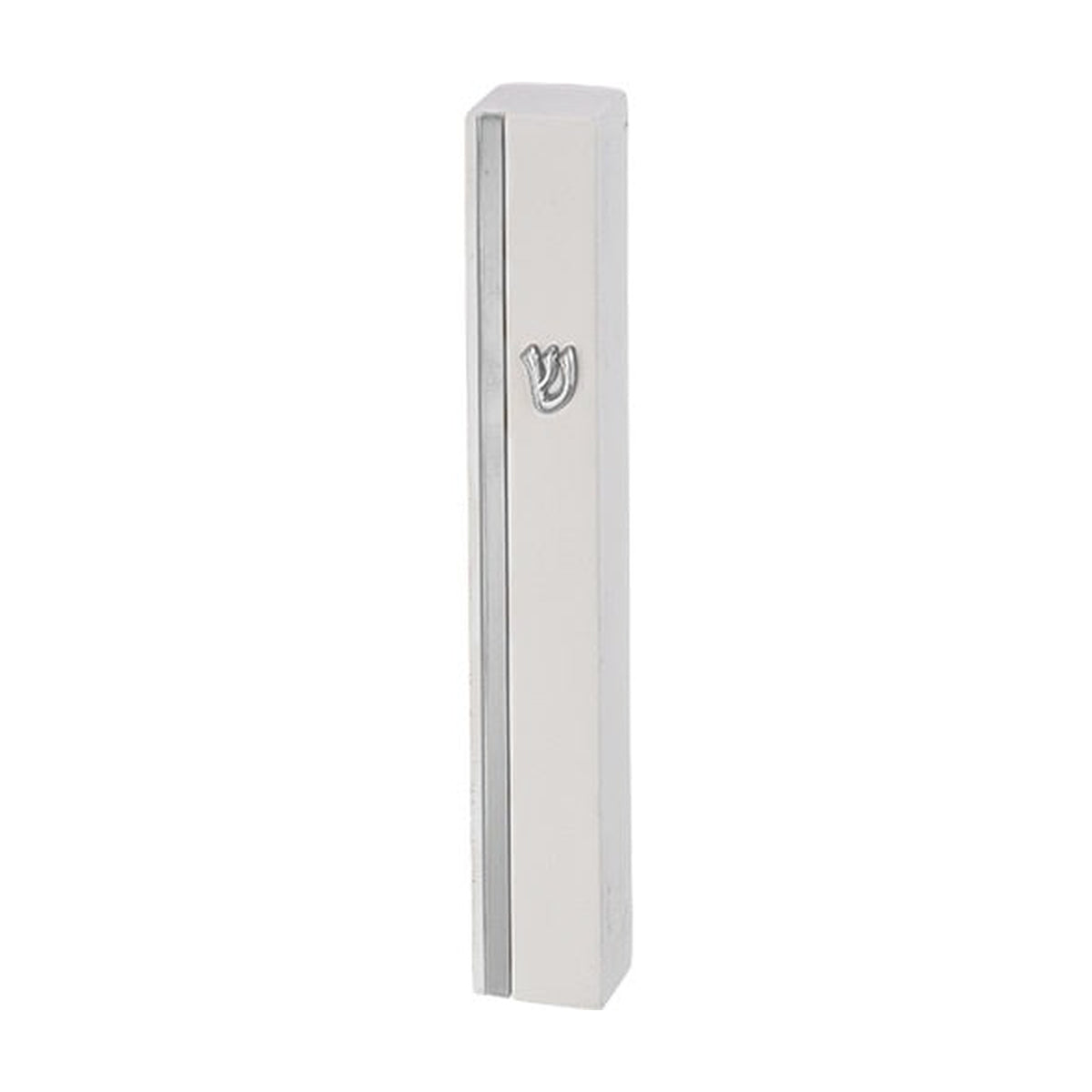 White & Silver Concrete Mezuzah Case - Stone-Like Polymer Finish 12 cm