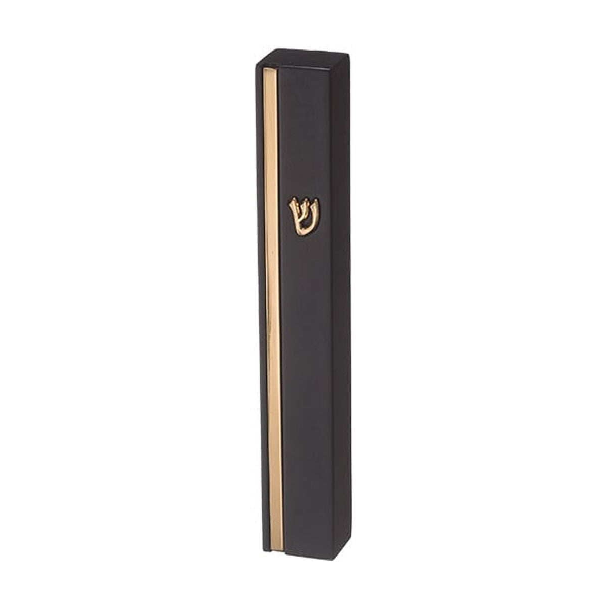 Black & Gold Concrete Mezuzah Case - Stone-Like Polymer Finish 12cm