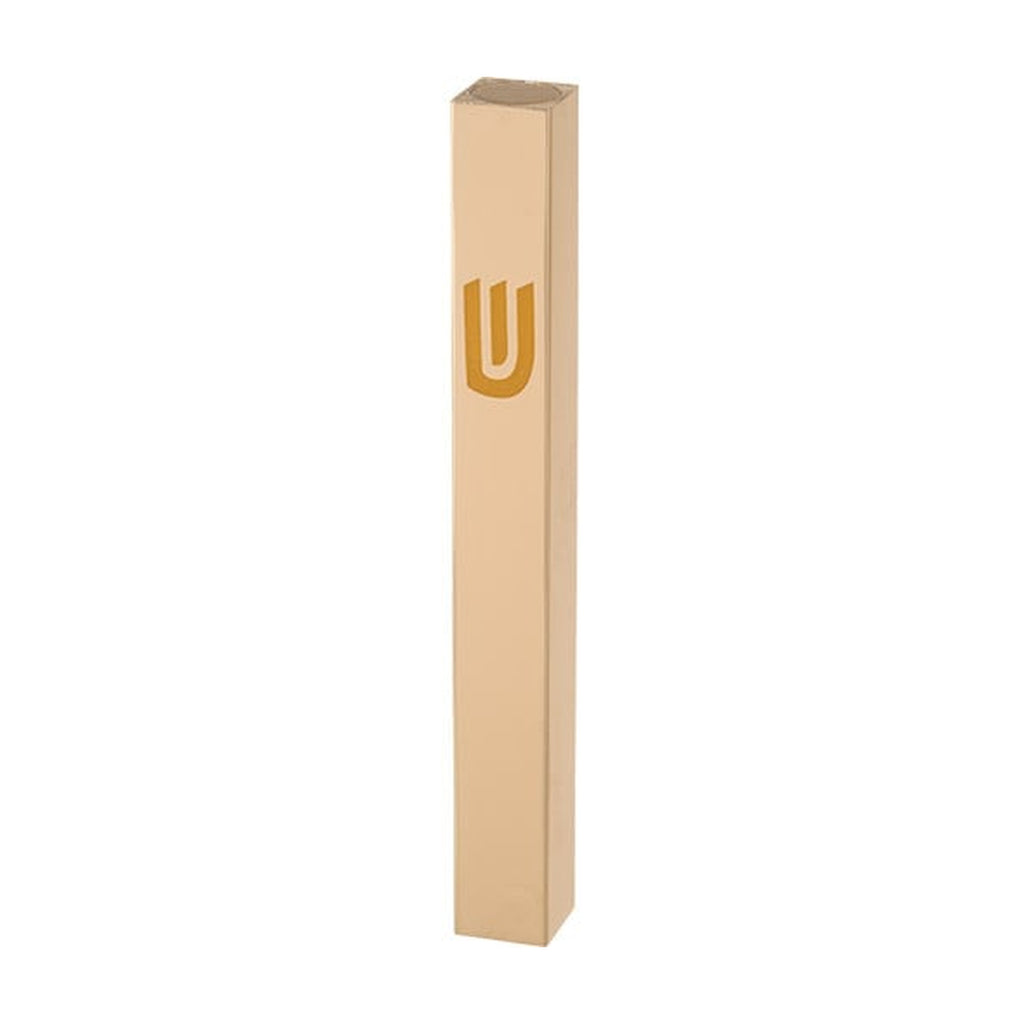 Aluminum Mezuzah 10 cm - Shiny Gold, Printed "SHIN"
