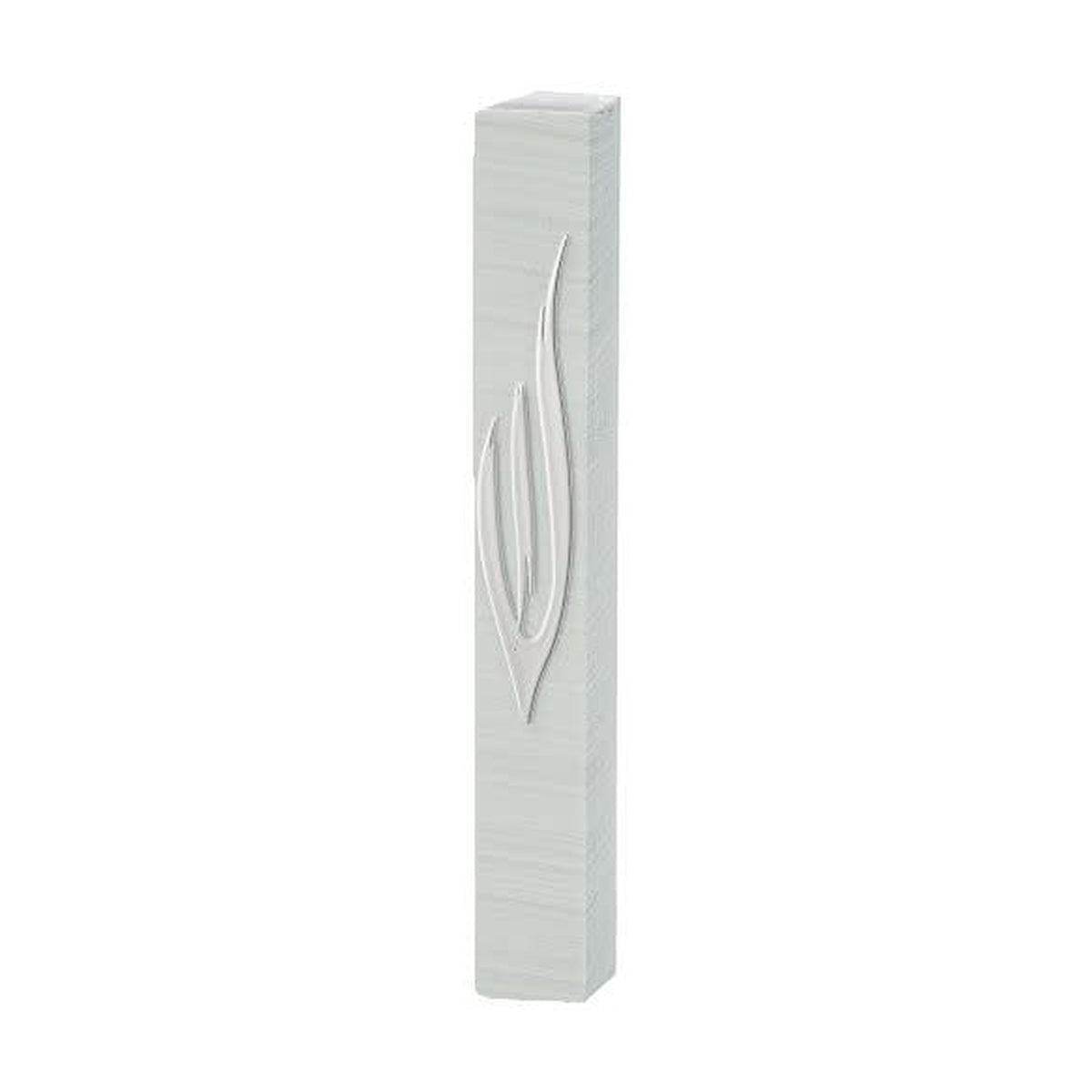 Heavy Dute Plastic Mezuzah, Silver Stripes, 12cm