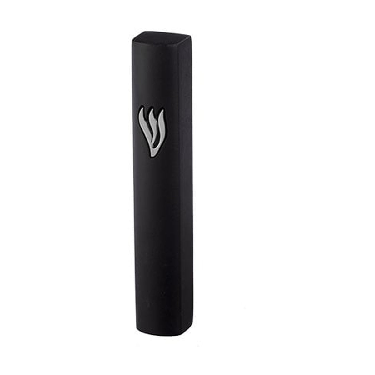 Black Concrete Look Mezuzah with Silver Shin 12 cm