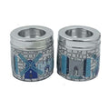 Aluminum Candlesticks with Epoxy Print, Jerusalem Design