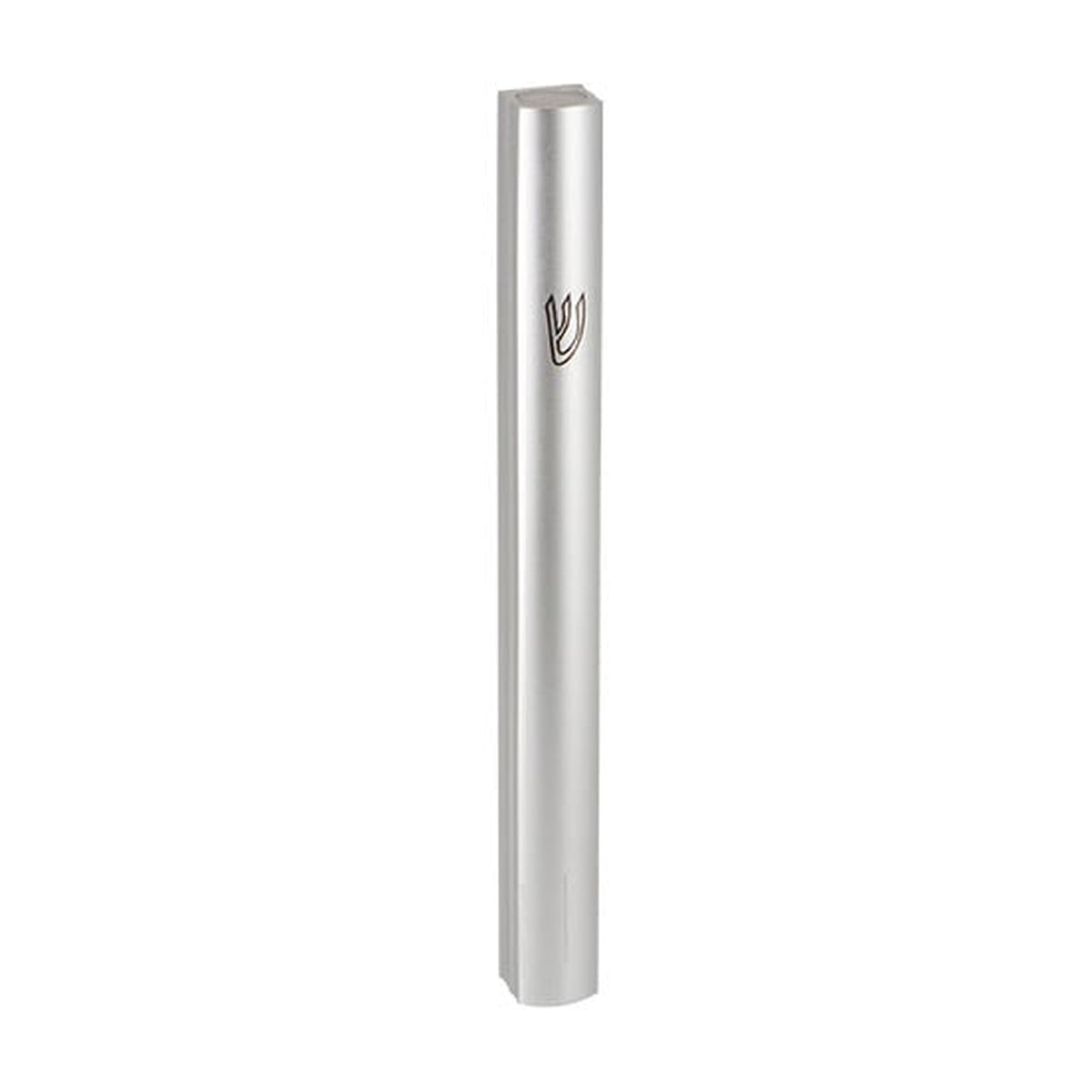 Silver Aluminum Semi-Round Mezuzah 12 Cm