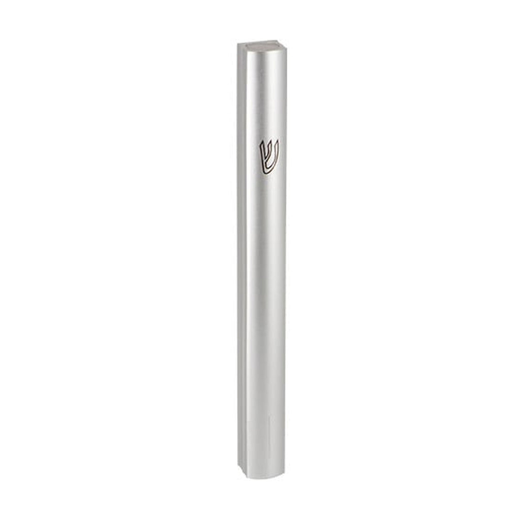 Silver Aluminum Semi-Round Mezuzah 12 Cm