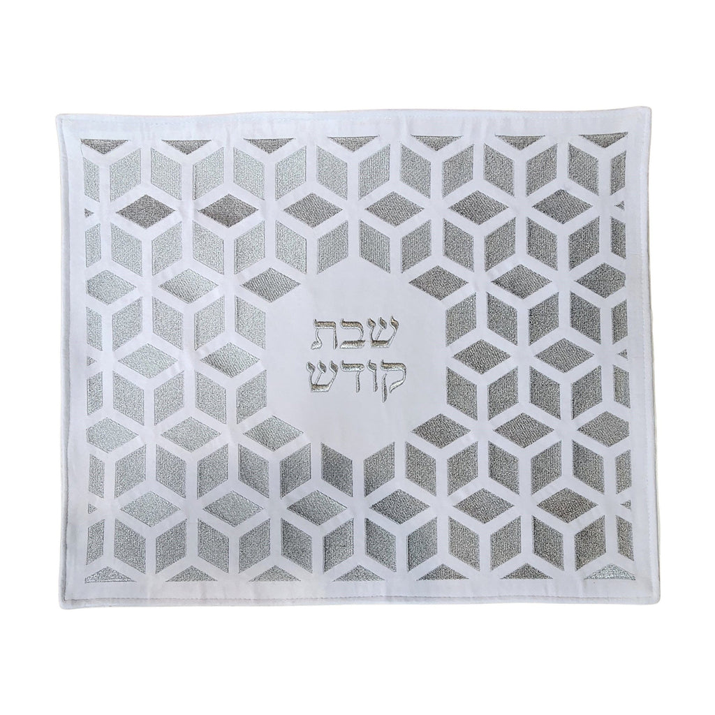 White 3D Velvet Challah Cover 40x50 cm