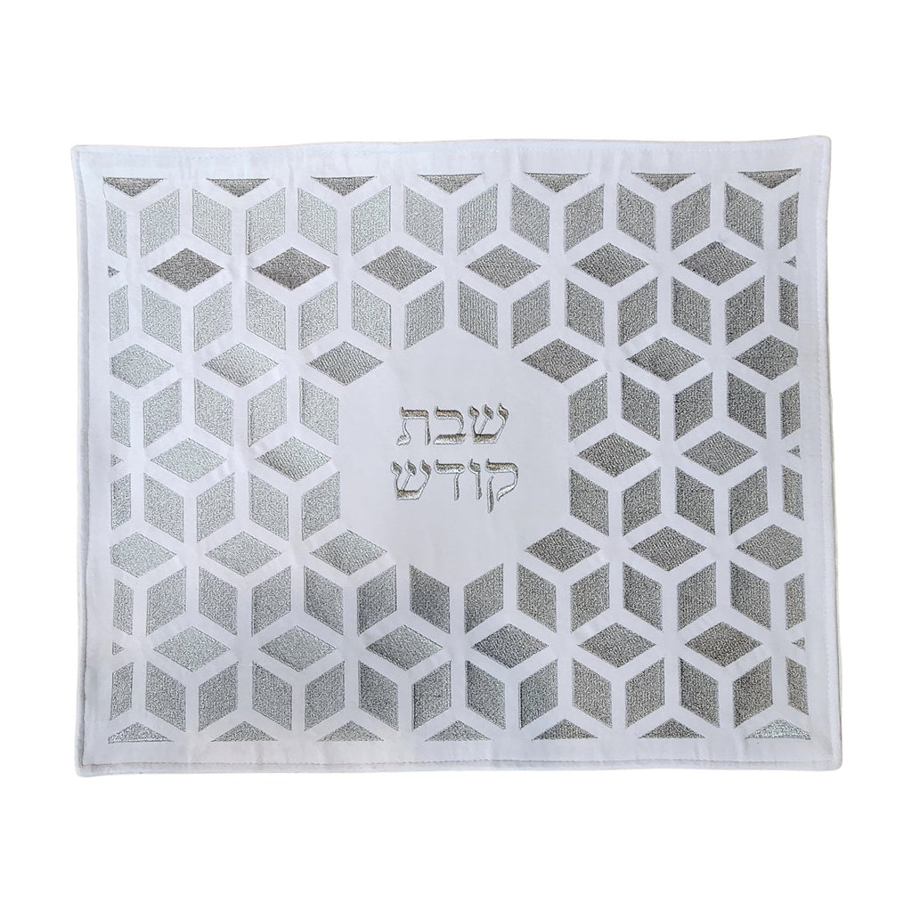 White 3D Velvet Challah Cover 40x50 cm