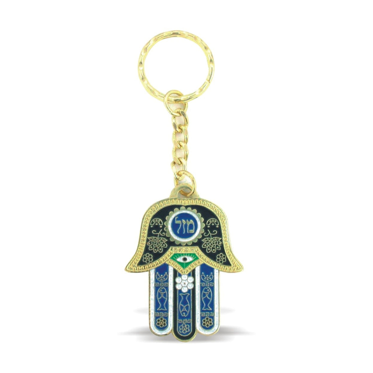 Hamsa Key Holder - Blue Mazal, 4 cm