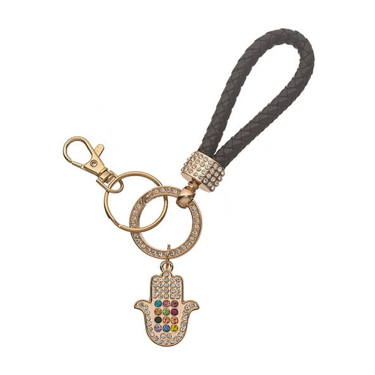 Hamsa Choshen Stones Black/Gold - Keychain