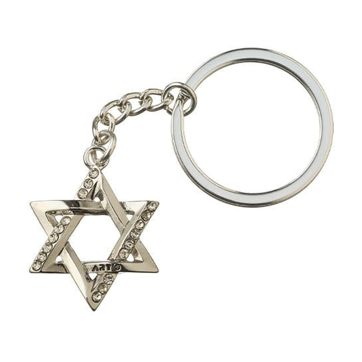 Keychain, Magen David with Inlaid Crystals