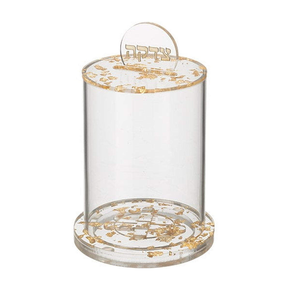 Gold Acrylic Tzedakah Box (16x10 cm)