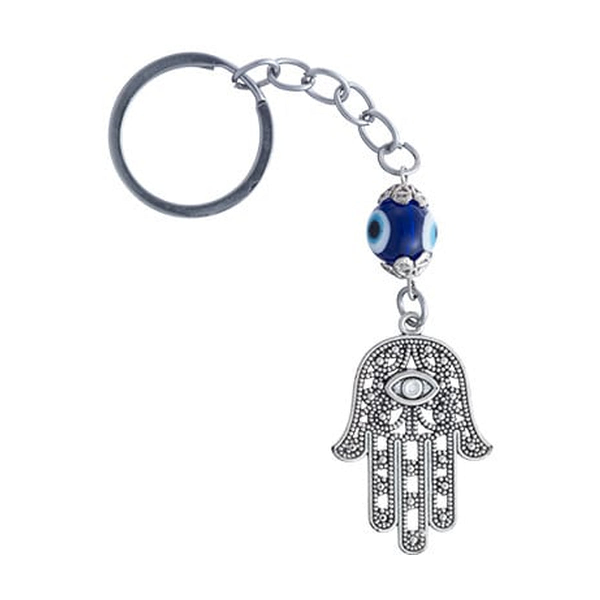 Hamsa with Eye Charm Keychain 4 cm - Nickel