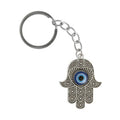 Hamsa with Heart Eye Keychain 4 cm - Nickel