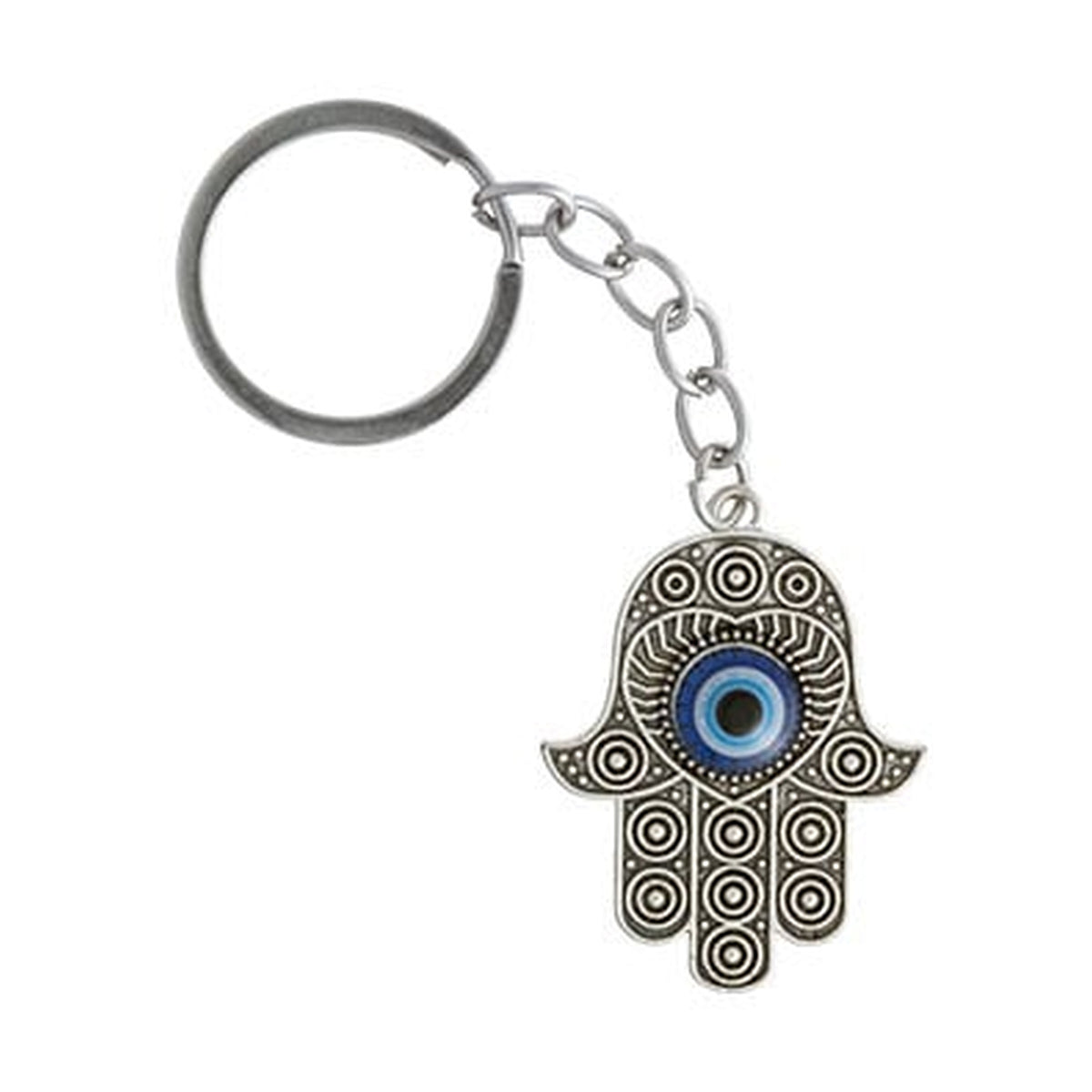 Hamsa with Heart Eye Keychain 4 cm - Nickel