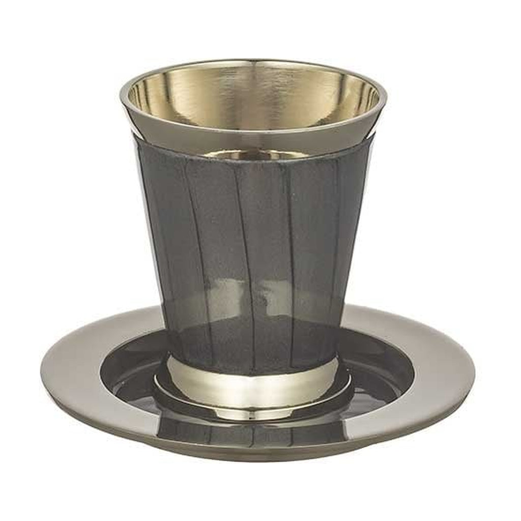 Kiddush Cup with Saucer – Gray (9 cm)