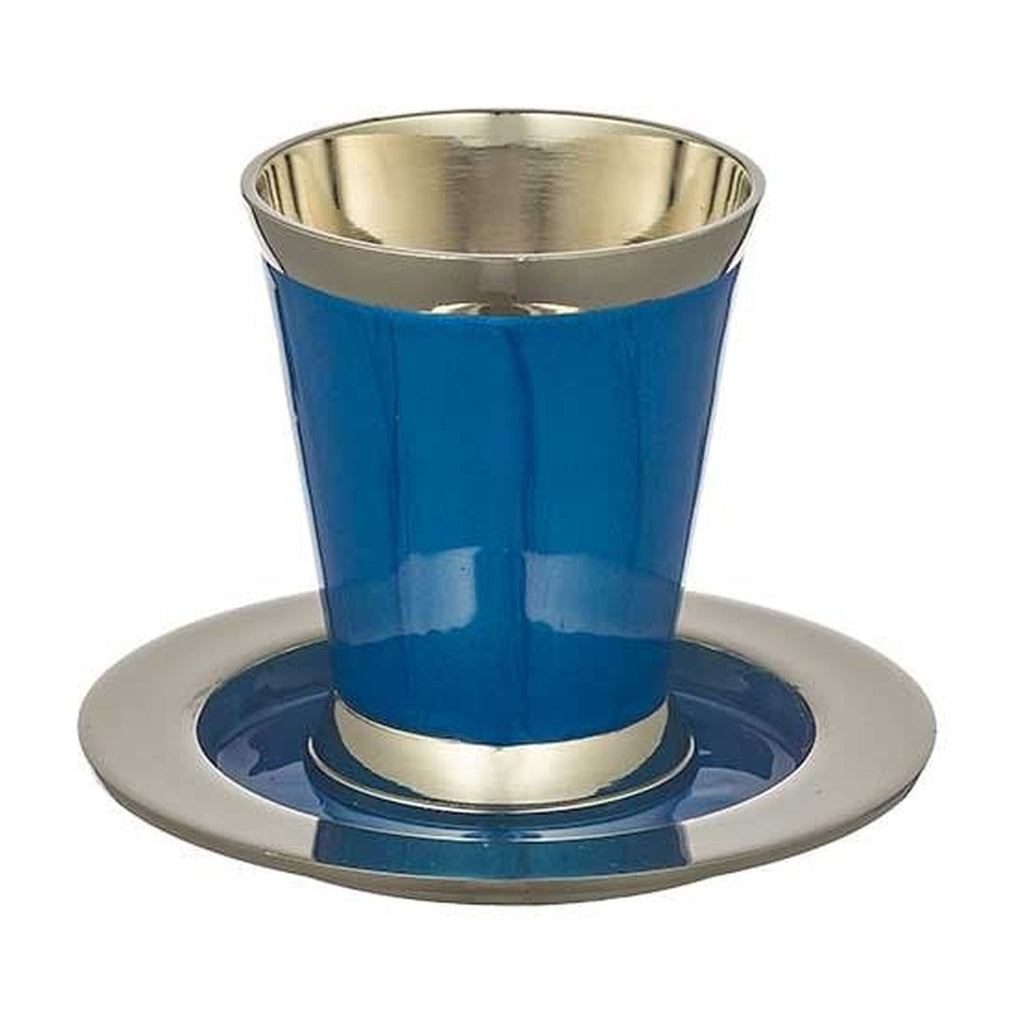 Kiddush Cup with Saucer – Blue (9 cm)