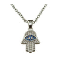 Hamsa Necklace, Nickel, Blue Stone