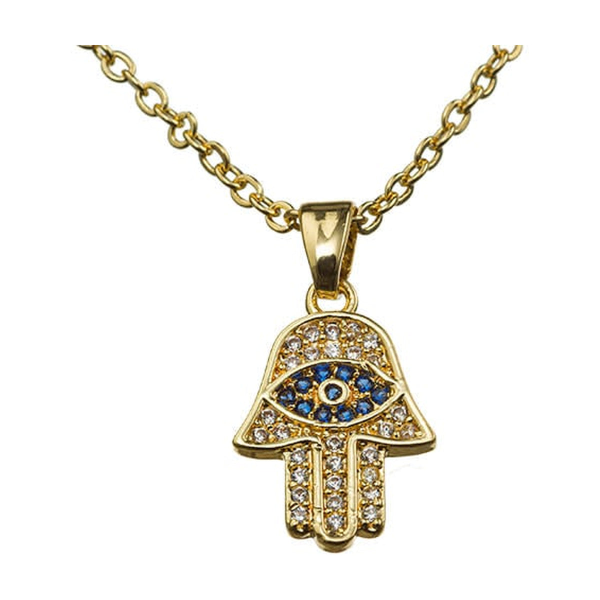 Hamsa Necklace, Gold Finish