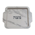 Bamboo Plastic Matzah Tray, White Marble Effect
