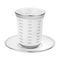 Stemless Kiddush Cup with Saucer 9 cm - White and Silver
