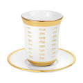 Stemless Kiddush Cup with Saucer 9 cm - White and Gold