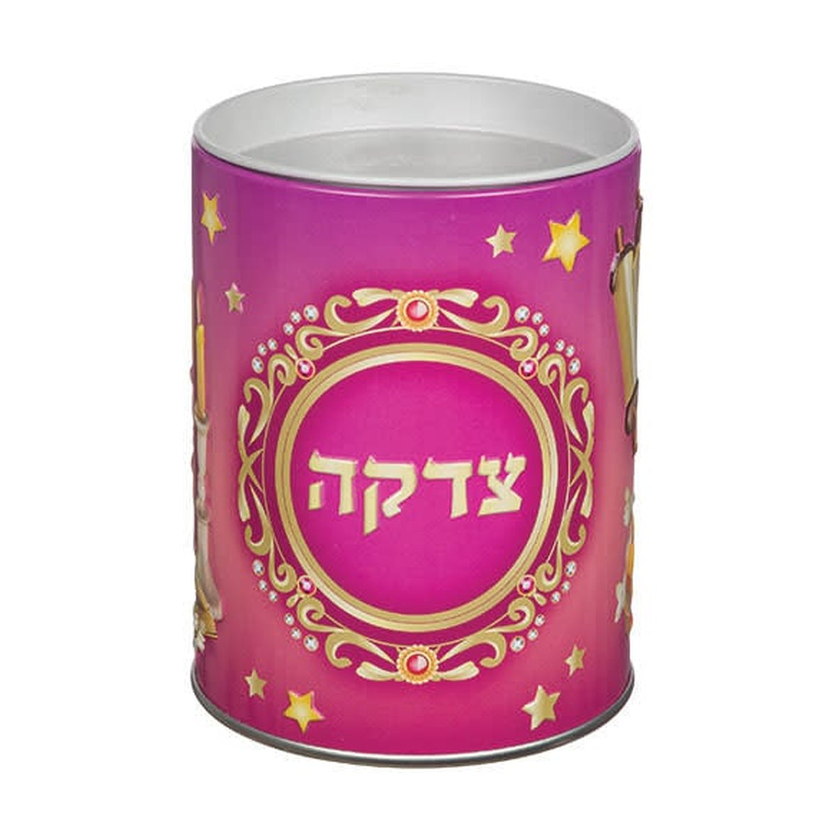 Pink Tin Tzedakah Box 10 cm