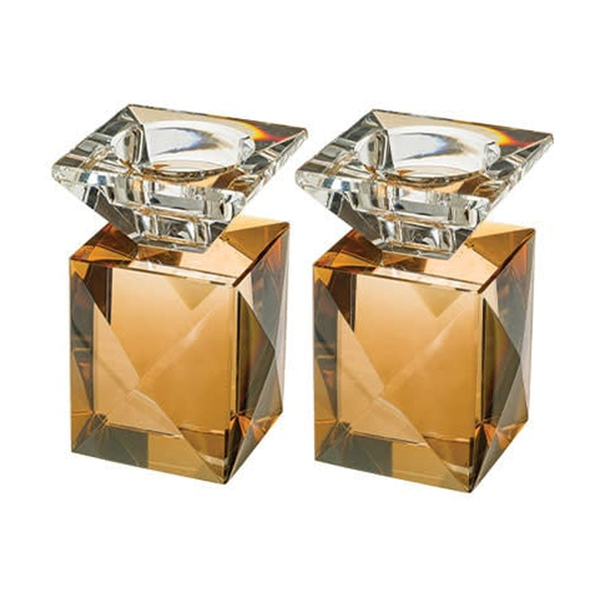 Crystal Candlesticks - Amber