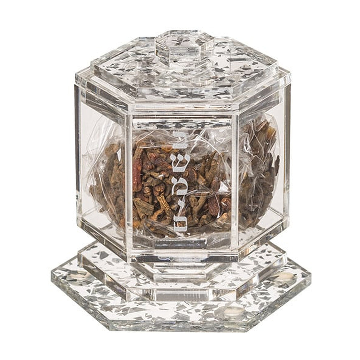 Lucite Besamim Holder, Silver Glitter