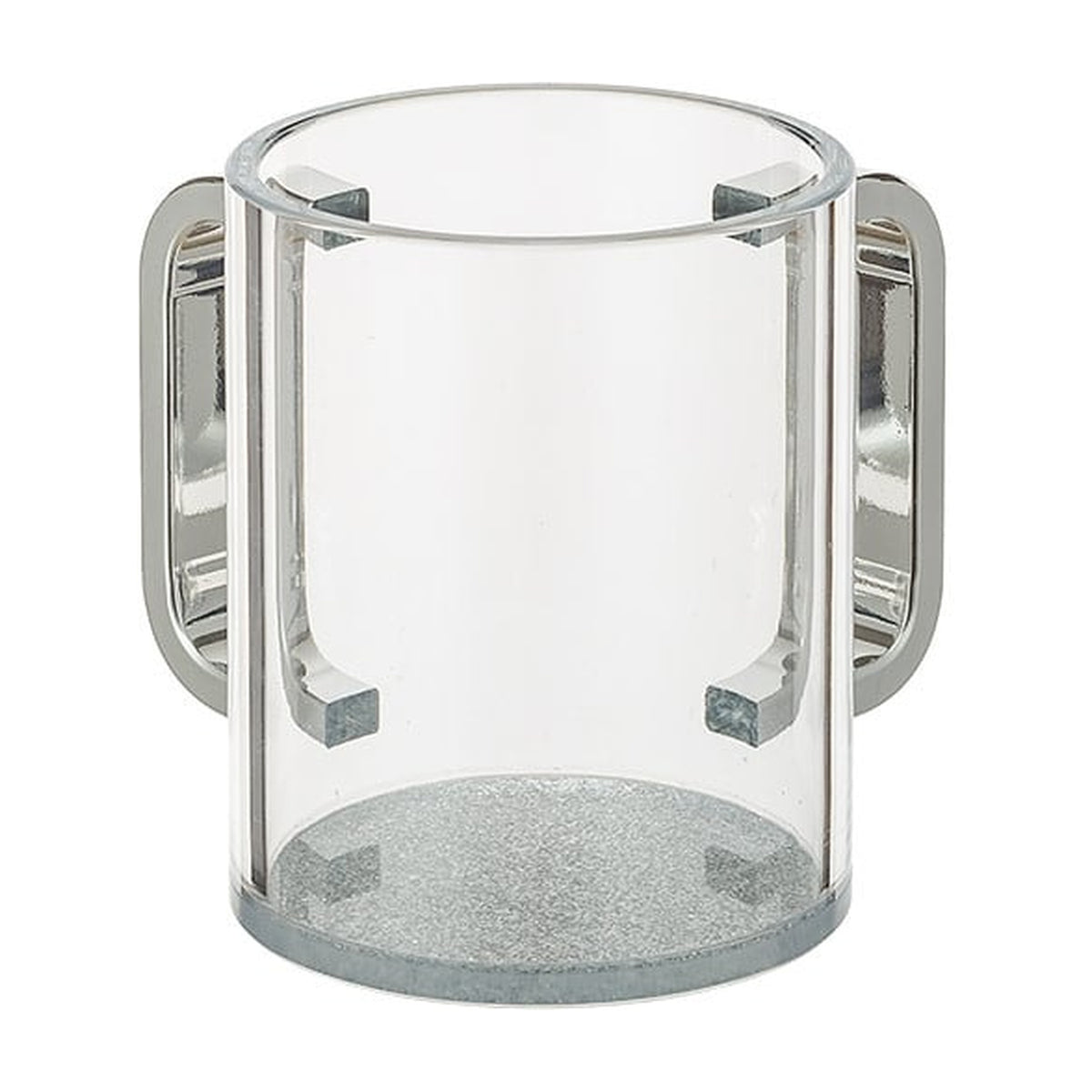 Lucite Washing Cup - Silver Glitter and Silver Handles