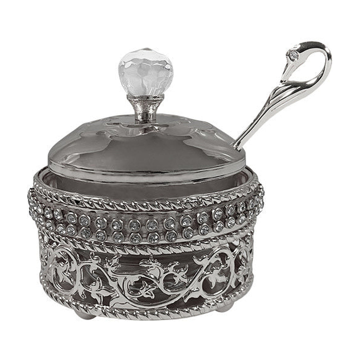 Honey Dish with Metal Filigree
