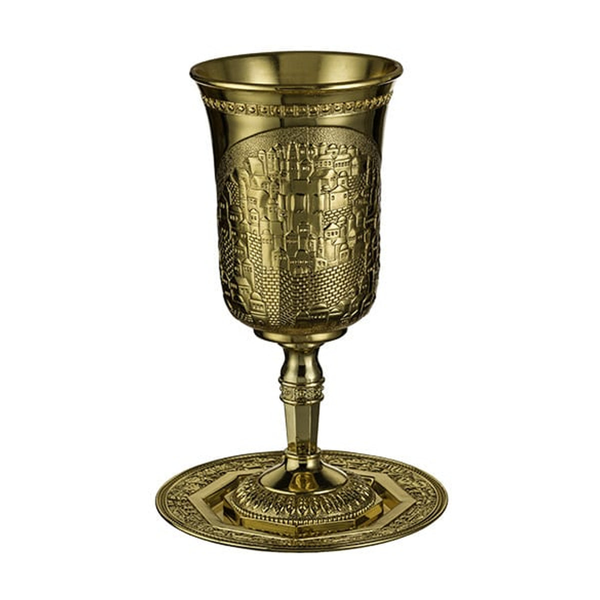 Elijah Cup with Tray, Brass-Plated Nickel