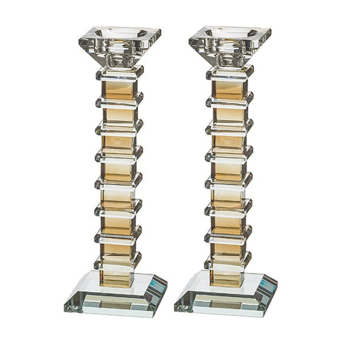 Tall Crystal Shabbat Candlesticks 22.5CM