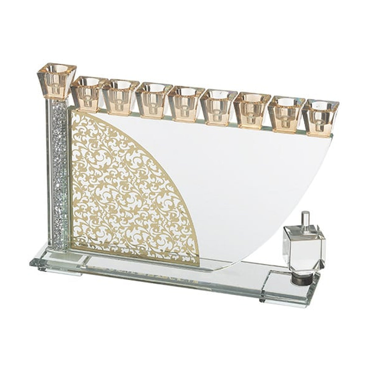 Crystal Menorah with Dreidel