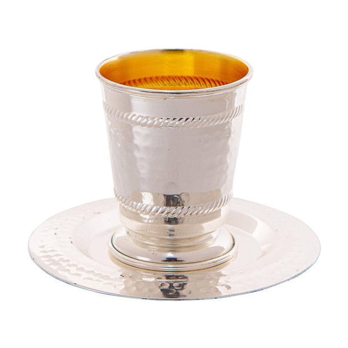 Metal Kiddush Cup 7cm With Saucer, Stemless