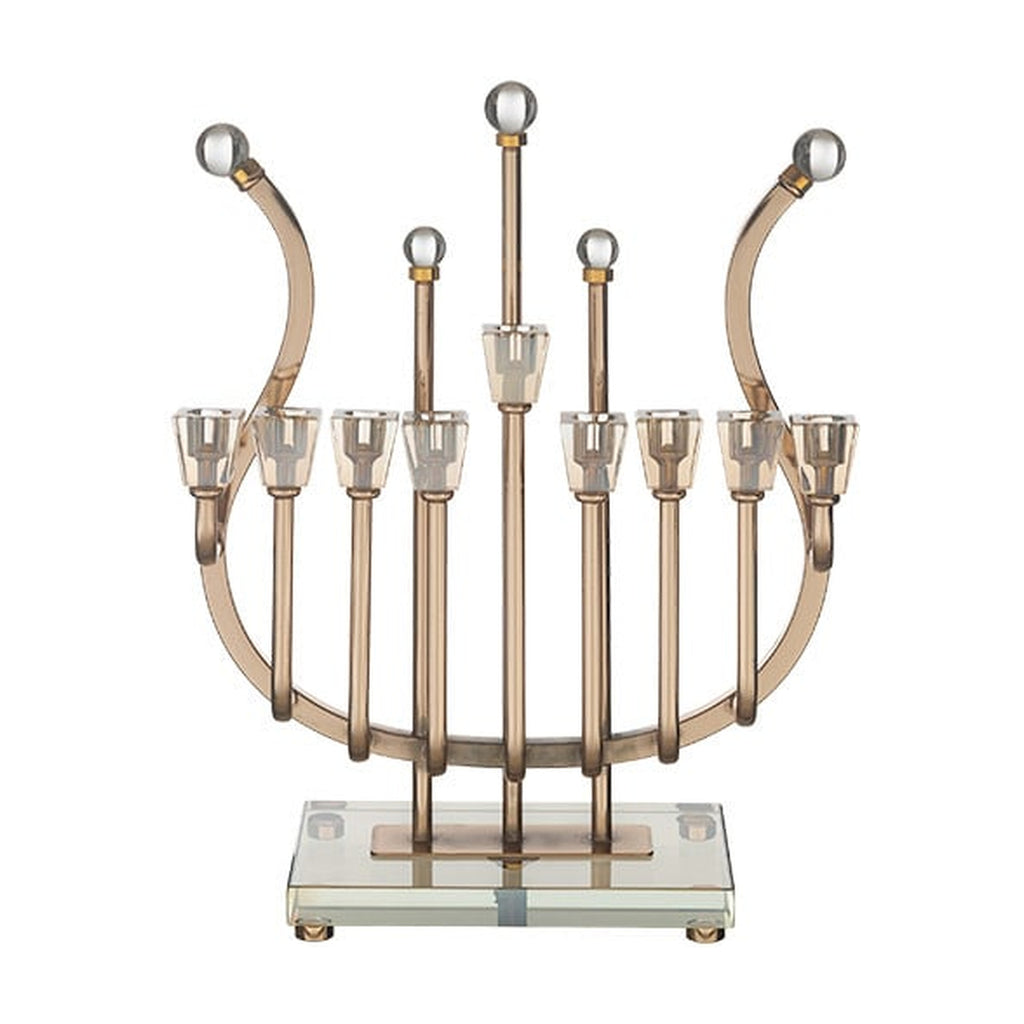 Menorah, Harp Shape with Gold-Effect/Crystal Cups